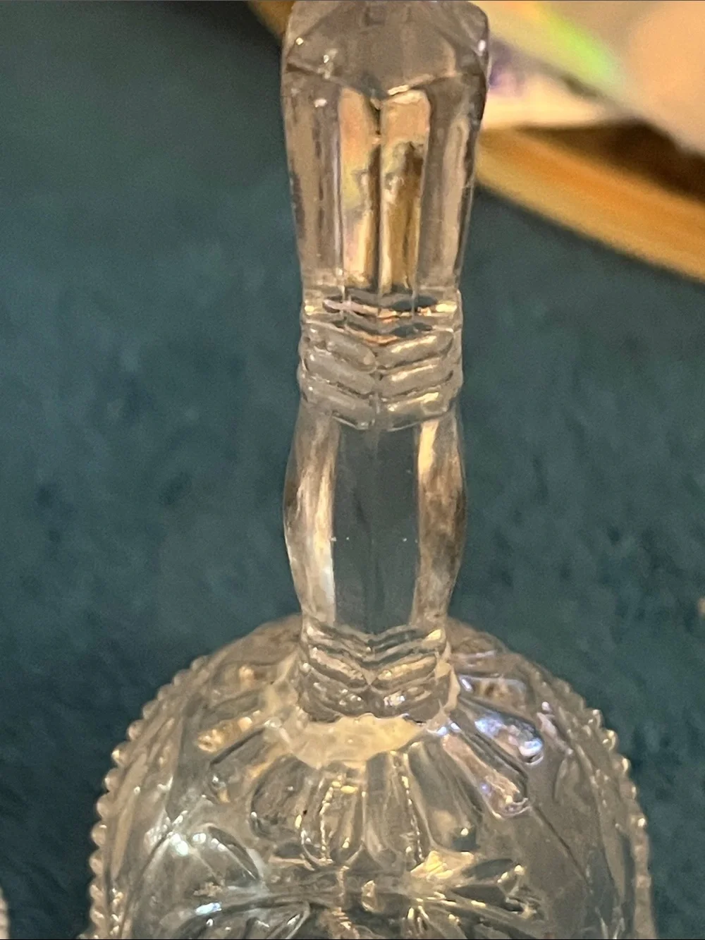 Vintage Emson Lead Crystal Lord is my Shepherd Psalms Pair of Bells 003